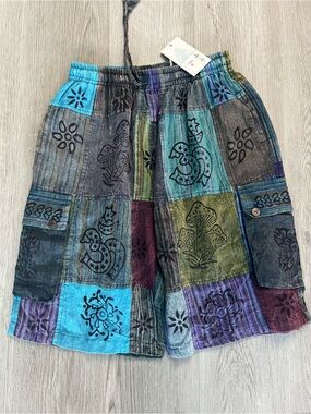 🔥293–NWT Men's Multicolor Patchwork Cargo Shorts - Unbranded